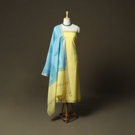 Hand block print mangalagiri cotton 3pc unstitched dress