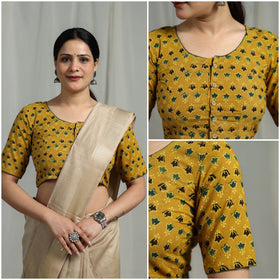 Hand natural dyed cotton readymade blouse 04 - handcrafted