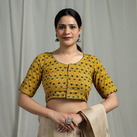 Hand natural dyed cotton readymade blouse 04 - handcrafted