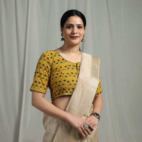 Hand natural dyed cotton readymade blouse 04 - handcrafted