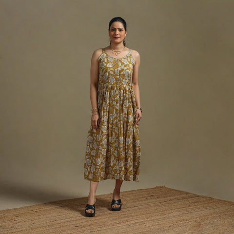 Hand natural dyed cotton button down bagru dress 04