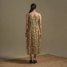 Hand natural dyed cotton button down bagru dress 04