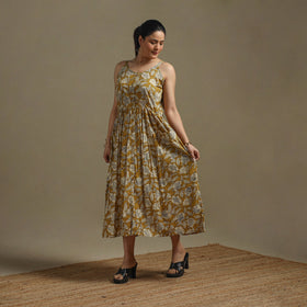 Hand natural dyed cotton button down bagru dress 04
