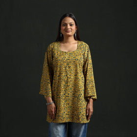 Hand block print natural dyed cotton short ajrakh kurta