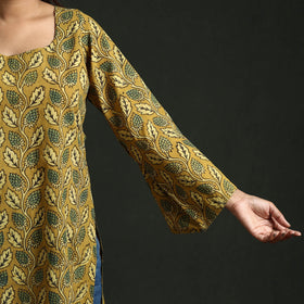 Hand block print natural dyed cotton short ajrakh kurta
