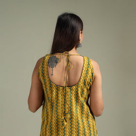 Hand block print natural dyed cotton short ajrakh kurta