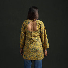 Hand block print natural dyed cotton short ajrakh kurta