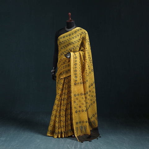 Hand block print natural dyed kota doria cotton ajrakh