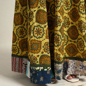 Yellow - hand printed cotton long skirt 14 - handcrafted