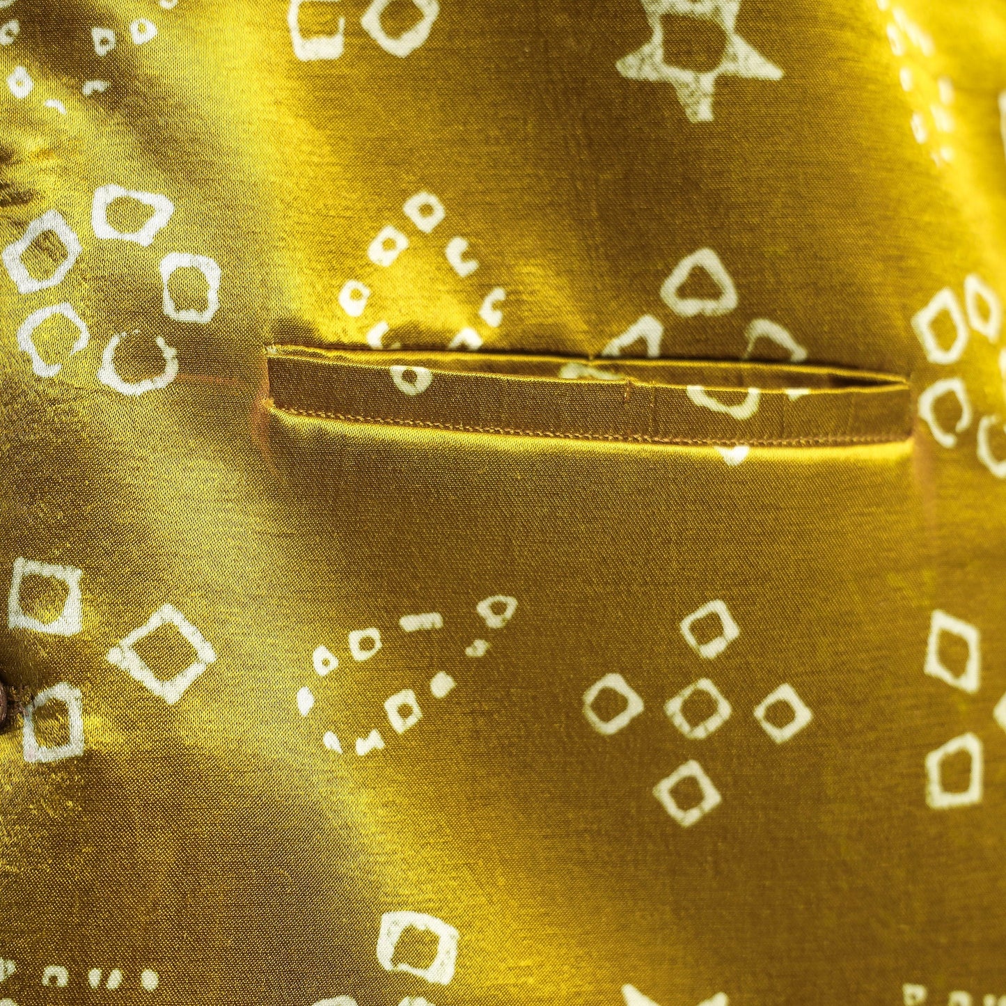 Yellow - hand printed mashru silk nehru jacket - handcrafted