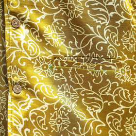 Yellow - hand printed mashru silk nehru jacket - handcrafted