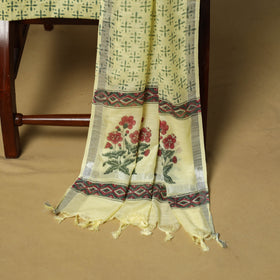 Hand sanganeri linen 3pc unstitched dress material 08