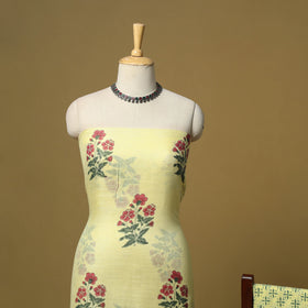 Hand sanganeri linen 3pc unstitched dress material 08