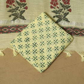 Hand sanganeri linen 3pc unstitched dress material 08