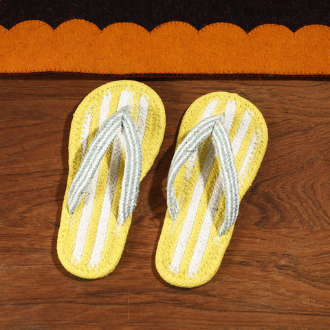 Yellow Hand Braided Cotton Stitched Home Slipper
