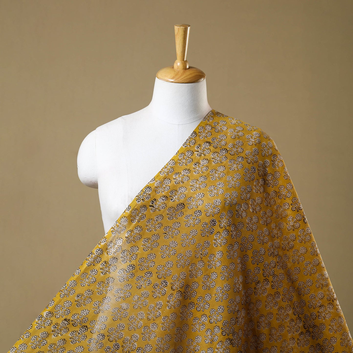 Hand Block Print Chanderi Silk Yellow Bagru Fabric