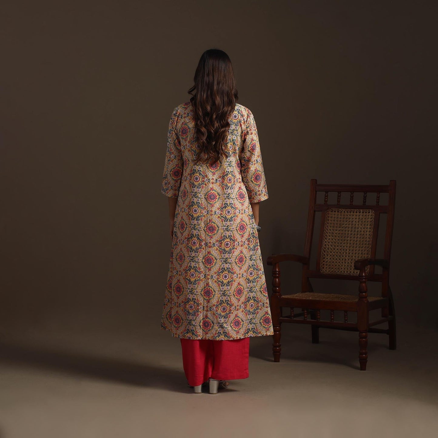 Hand cotton a-line sanganeri kurta for women 02