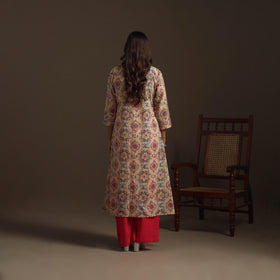 Hand cotton a-line sanganeri kurta for women 02