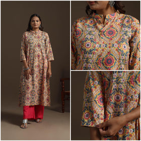 Hand cotton a-line sanganeri kurta for women 02