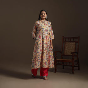 Hand cotton a-line sanganeri kurta for women 02