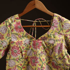 Yellow - hand cotton sanganeri readymade blouse 03