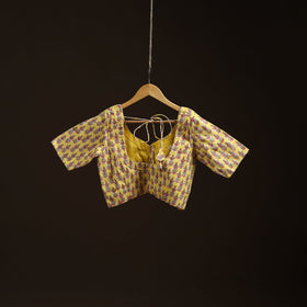 Yellow - hand cotton sanganeri readymade blouse 09