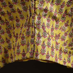 Yellow - hand cotton sanganeri readymade blouse 09