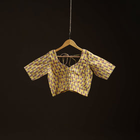 Yellow - hand cotton sanganeri readymade blouse 09