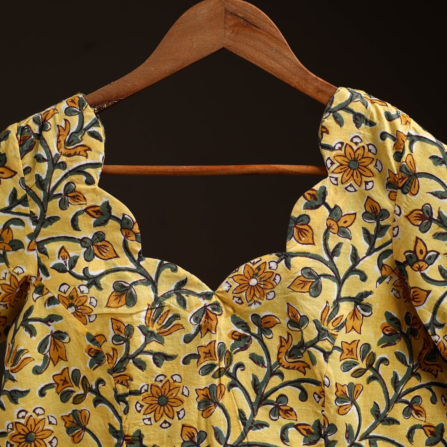 Yellow - hand cotton sanganeri readymade blouse 10