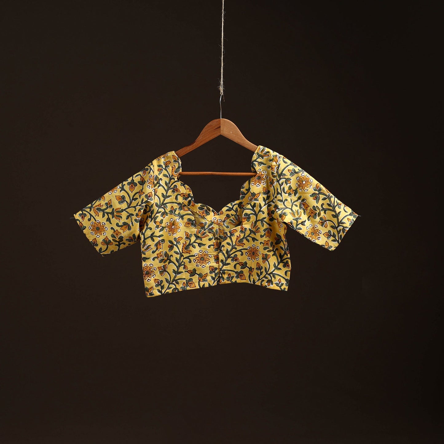 Yellow - hand cotton sanganeri readymade blouse 10
