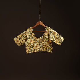 Yellow - hand cotton sanganeri readymade blouse 10
