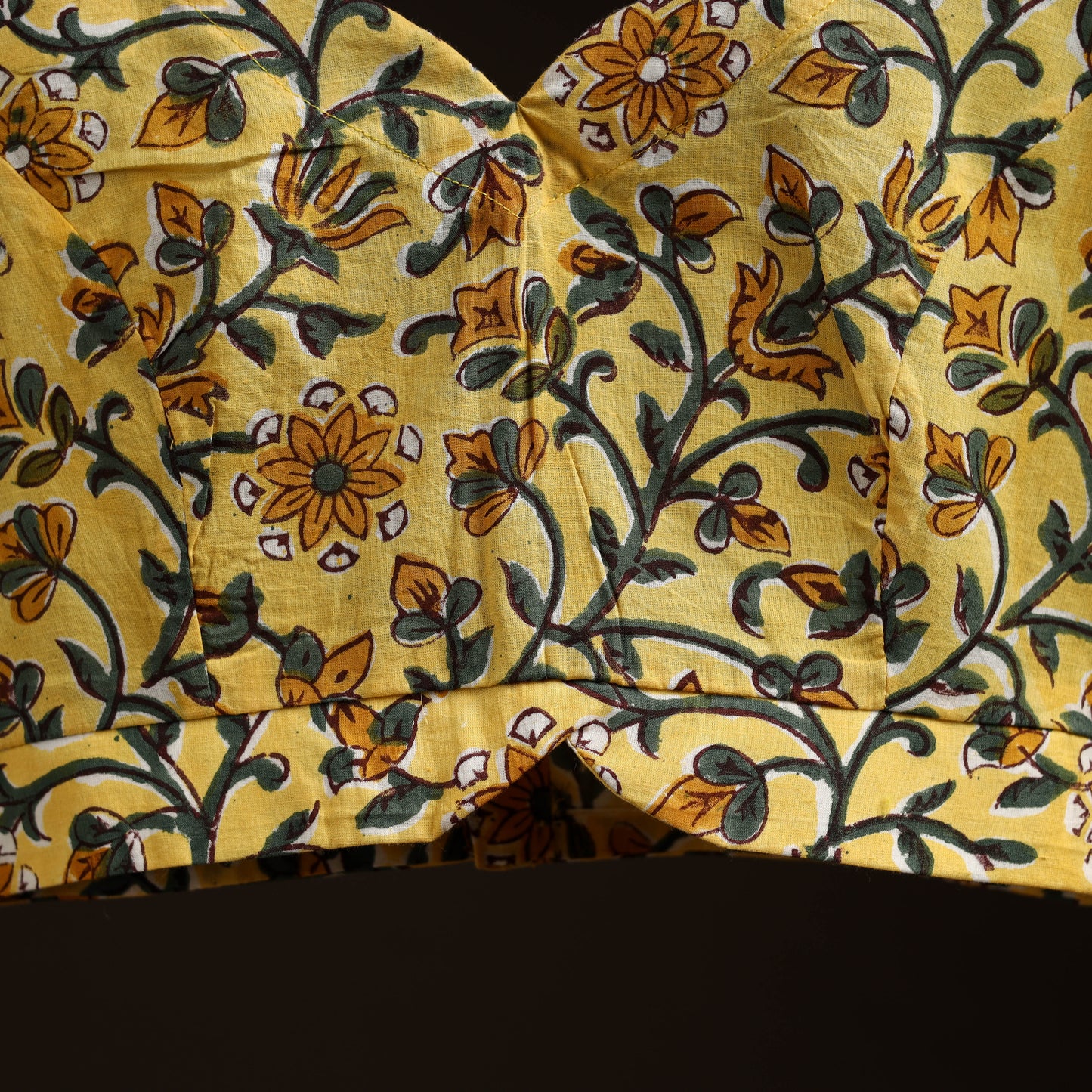 Yellow - hand cotton sanganeri readymade blouse 10