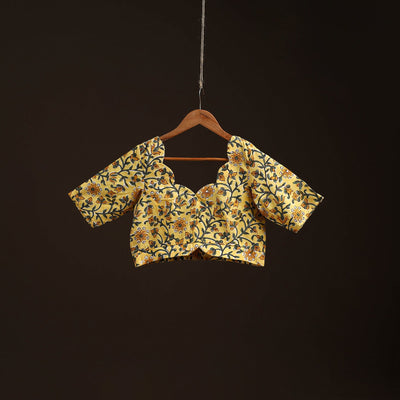 Yellow - hand cotton sanganeri readymade blouse 10
