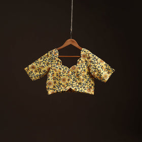 Yellow - hand cotton sanganeri readymade blouse 10