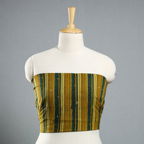 Yellow - hand embroidered cotton blouse piece 04