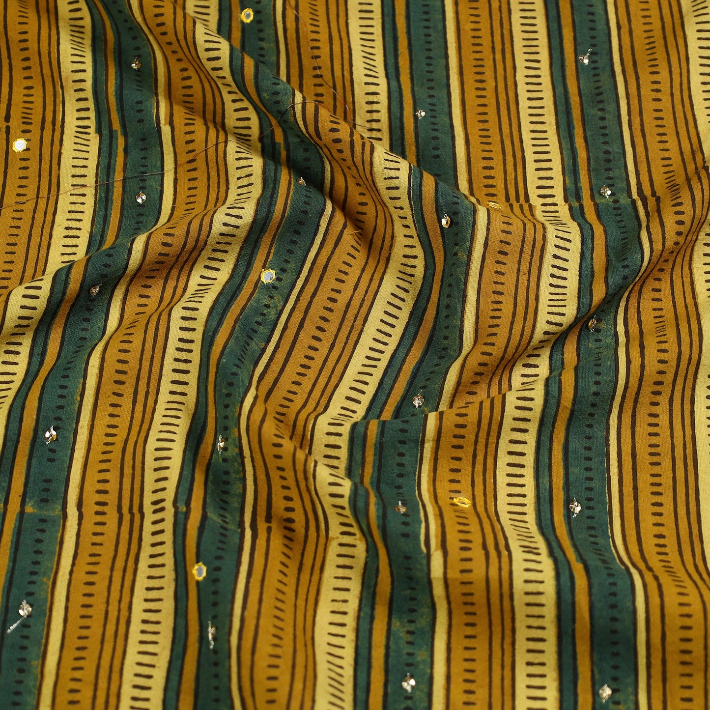 Yellow - hand embroidered cotton blouse piece 04