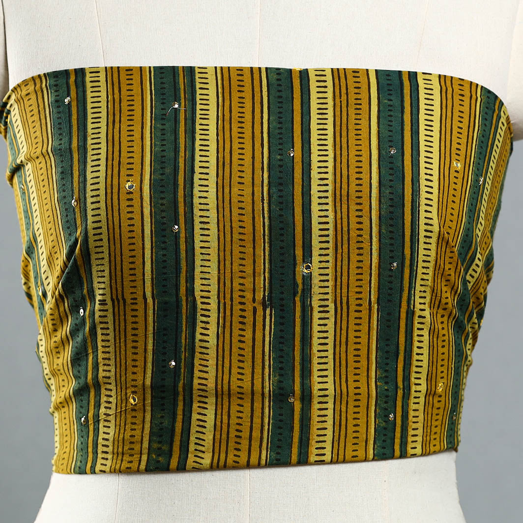 Yellow - hand embroidered cotton blouse piece 04