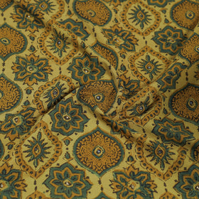 Yellow - Hand Embroidered Ajrakh Cotton Blouse Piece 05