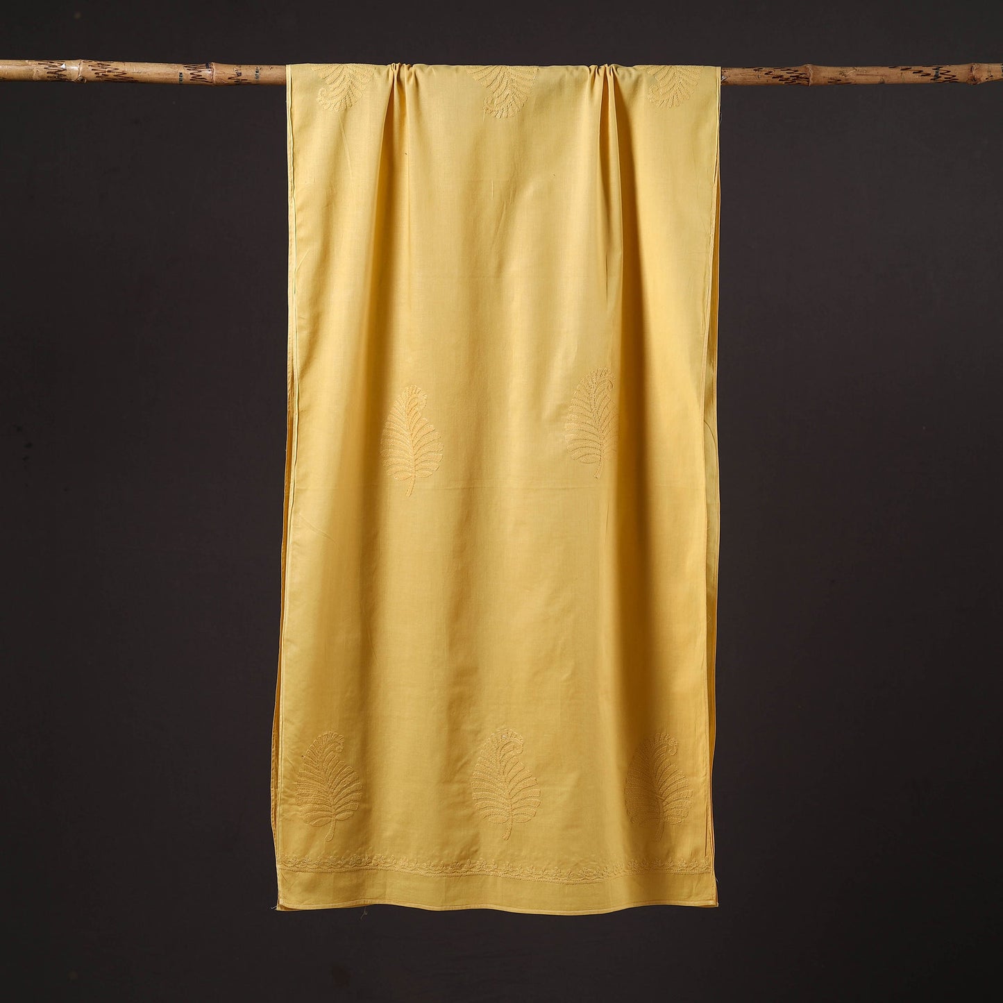 Yellow - hand embroidered lucknow chikankari cotton stole