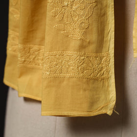 Yellow - hand embroidered lucknow chikankari cotton stole
