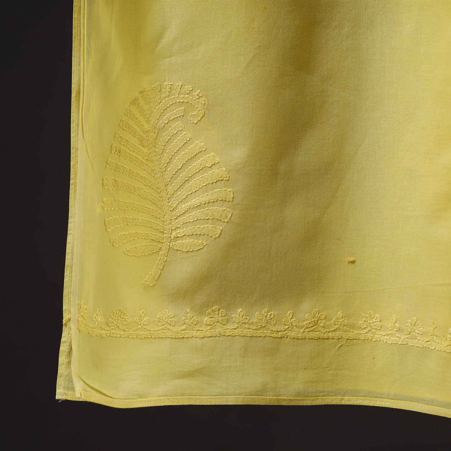 Yellow - hand embroidered lucknow chikankari cotton stole