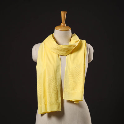 Yellow - hand embroidered lucknow chikankari cotton stole