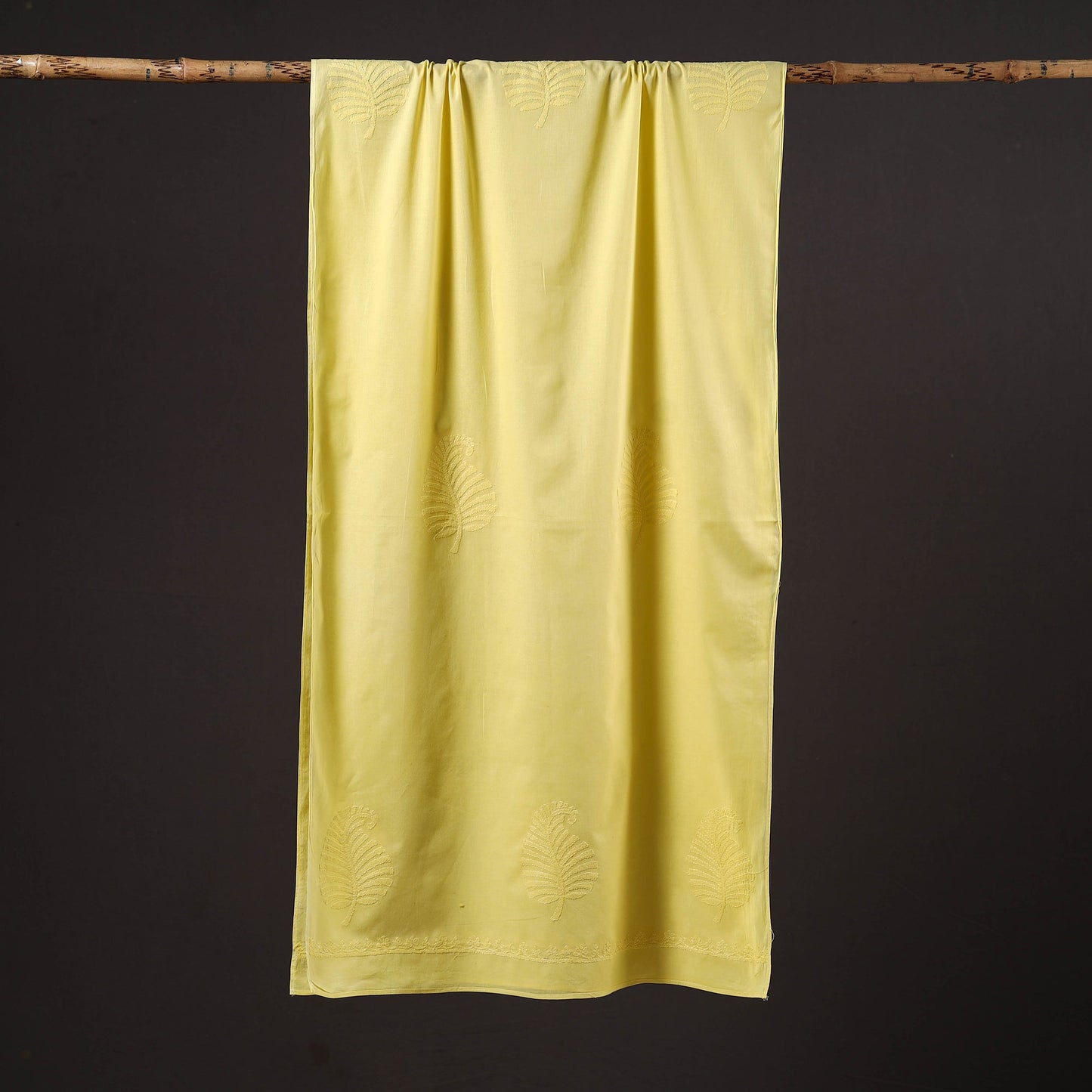 Yellow - hand embroidered lucknow chikankari cotton stole