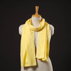 Yellow - hand embroidered lucknow chikankari cotton stole
