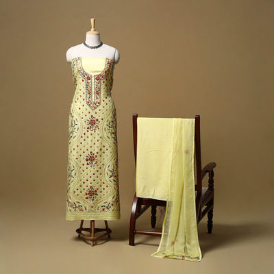 Hand embroidered muslin 3pc unstitched dress material 21