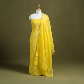 Hand Embroidery 2pc Mul Chanderi Chikankari Dress Material