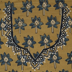 Ajrakh Print Hand Embroidery Cotton Blouse Piece