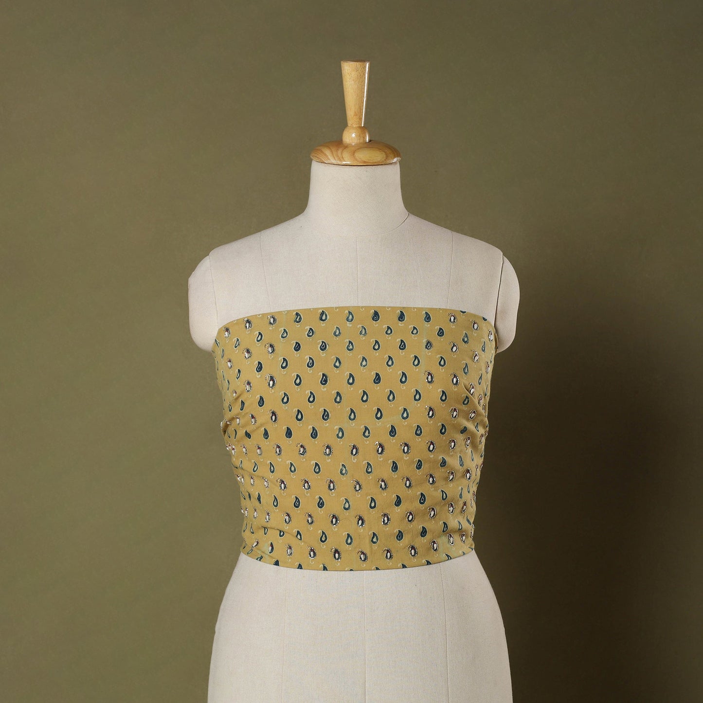 Yellow - hand embroidery cotton blouse piece 29