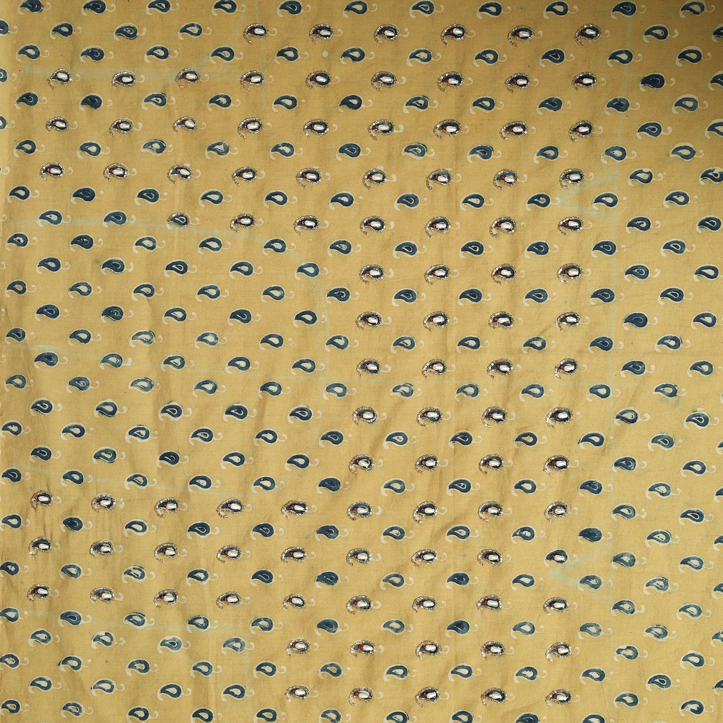 Yellow - hand embroidery cotton blouse piece 29