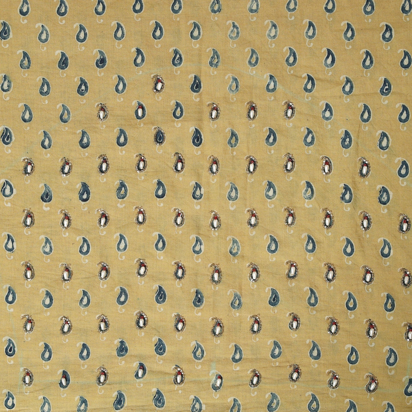 Yellow - hand embroidery cotton blouse piece 29